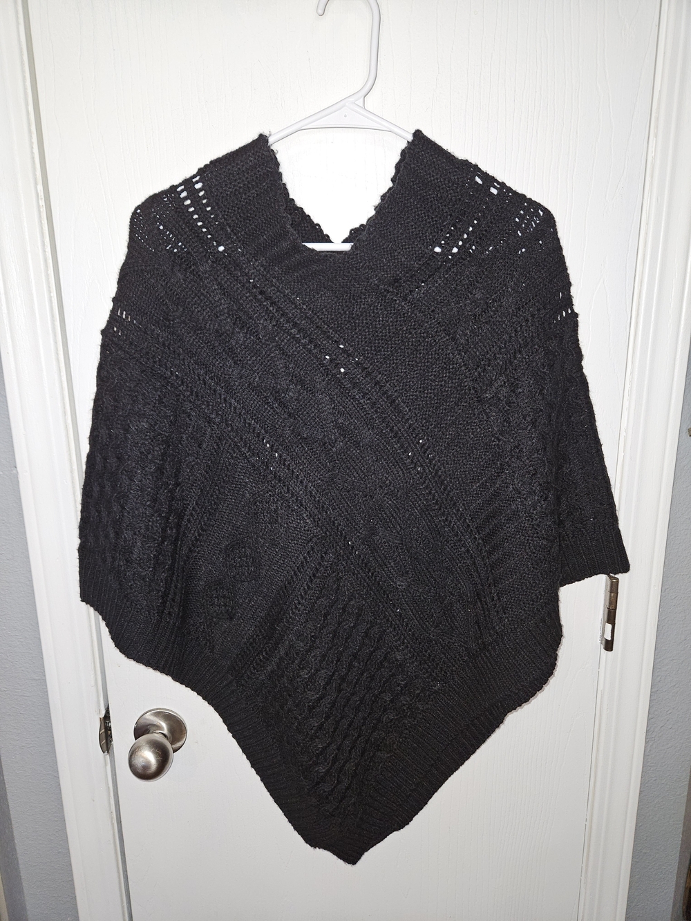 Missguided + Black Cable Knit Poncho Sweater